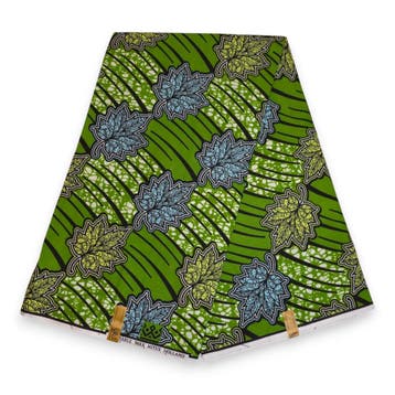 Afrikaanse wax print stof - Groen Maple Leaf - 100% katoen -, Hobby en Vrije tijd, Stoffen en Lappen, Ophalen of Verzenden, Nieuw