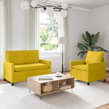 vidaXL Bankstel 2 st Geel Fluweel, Verzenden, Nieuw, Stof, Minder dan 150 cm