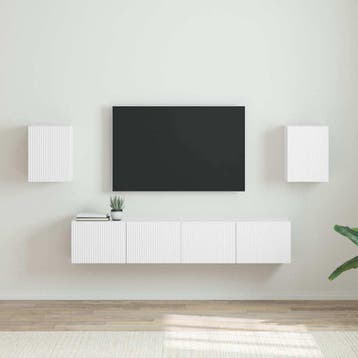 vidaXL TV Wandkast 2 st Wit Bewerkt hout, Minder dan 50 cm, Verzenden, Nieuw, Minder dan 100 cm