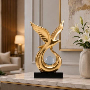 Decoratief ornament - Luxury Golden Phoenix Fortune, Antiek en Kunst
