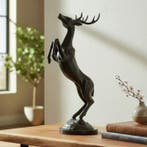 sculptuur, Graceful Jumping Deer - 51 cm - Brons, Marmer