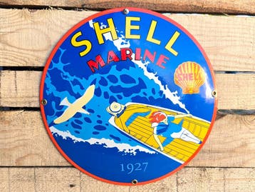 Shell Marine - Vintage Emaille Bord, Verzamelen, Merken en Reclamevoorwerpen, Verzenden, Nieuw