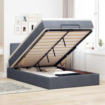 vidaXL Bed poef met matras 120x190 cm fluweel donkergrijs, Verzenden, Nieuw, 190 cm of minder, Twijfelaar