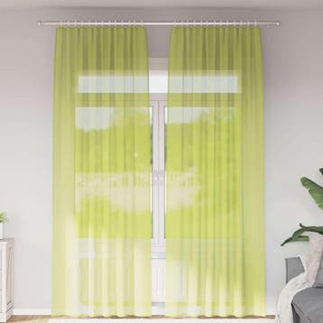 vidaXL Gordijnen voile met roedezakken 2 st appelgroen, Verzenden, Nieuw, Groen