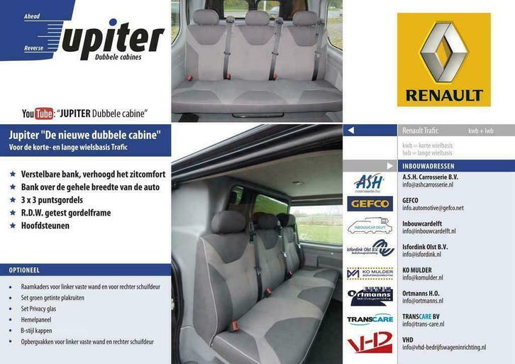 RENAULT TRAFIC Dubbele Cabine inbouw ACTIE'S, Auto-onderdelen, Interieur en Bekleding