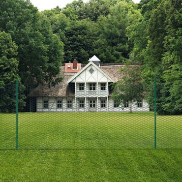 vidaXL Draadgaashek met palen 25x2 m staal groen, Verzenden, Nieuw, IJzer
