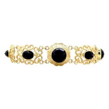 Gouden vintage bootjes armband met granaat 14 krt, Ophalen of Verzenden, Nieuw