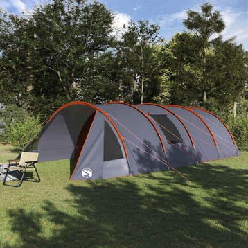 vidaXL Tunnel Tent 6-Persoon 6-persoons Grijs en Oranje, Verzenden, Nieuw, Tot en met 2
