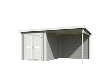 Outdoor Life Blokhut Finn Platinum Grey-Wit 450 x 250 cm, Nieuw