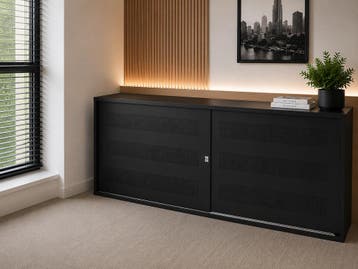 Nieuwe Schuifdeurkast Zwart - Te Combineren Met Bureau, Huis en Inrichting, Kasten | Roldeurkasten en Archiefkasten, Verzenden
