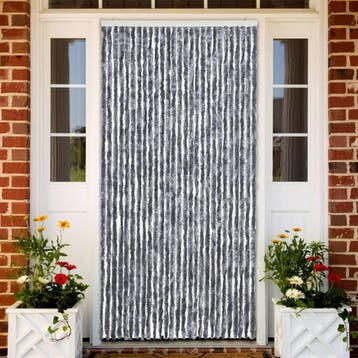 vidaXL Vliegengordijn 118x220 cm chenille zilverkleurig, Verzenden, Nieuw