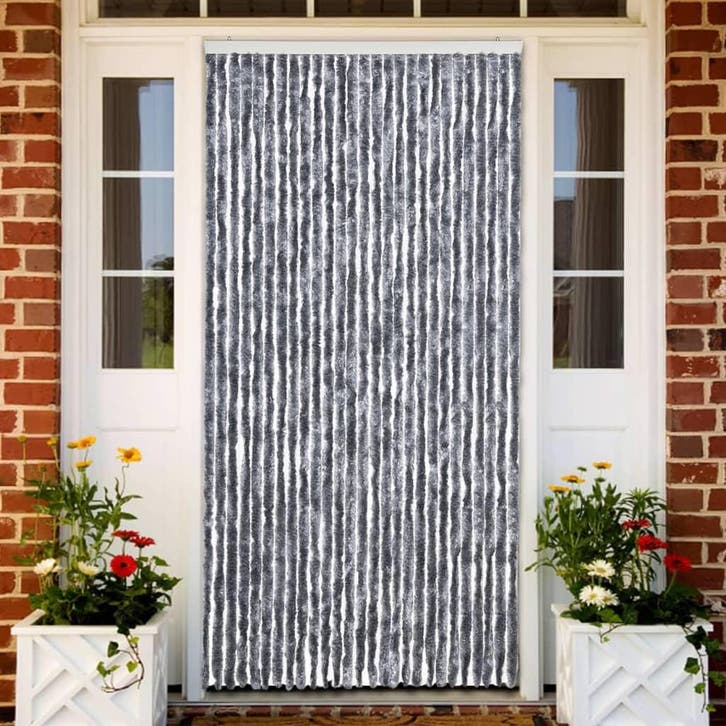 vidaXL Vliegengordijn 118x220 cm chenille zilverkleurig, Huis en Inrichting, Stoffering | Gordijnen en Lamellen, Nieuw, Verzenden