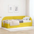 vidaXL Hoekbedframe met Matras met hoofdeinde 2 pcs Geel, Verzenden, Nieuw, Stof