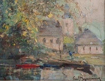 Hagemans (XX) - Barques au bord de leau, Antiek en Kunst