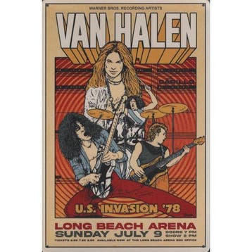 Wandbord - Van Halen U.S. Invasion Tour 1978, Verzamelen, Ophalen of Verzenden, Nieuw, Poster, Artwork of Schilderij