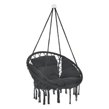 Hangstoel Kailua met kussen katoen max 150 kg zwart, Verzenden, Nieuw