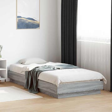 vidaXL Bed Frame met LED Grijs Sonoma 80 x 200 cm Bewerkt, Eenpersoons, Verzenden, Nieuw, Grijs