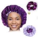 Paarse Satijnen Slaapmuts / Haar bonnet van Satijn / Satin h, Ophalen of Verzenden, Nieuw