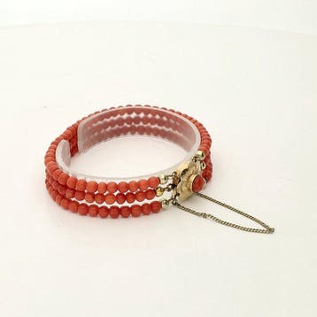 Armband - 14 karaat Geel goud - Bloedkoraal, Sieraden, Tassen en Uiterlijk, Armbanden, Nieuw