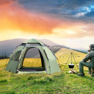 [pro.tec] Tent Nybro automatisch 240x205x140 cm donkergroen, Caravans en Kamperen, Tenten, Verzenden, Nieuw