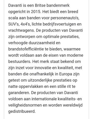 195/55r16 87V nieuwe banden Davanti, Ophalen, 16 inch, Nieuw, Band(en)