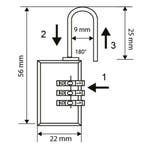 Benson Compact hangslot - 3-cijferige code - messing - 22 mm, Ophalen of Verzenden, Nieuw