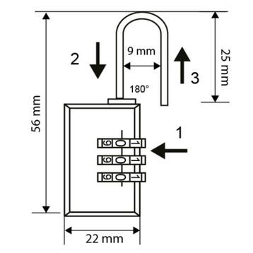 Benson Compact hangslot - 3-cijferige code - messing - 22 mm, Ophalen of Verzenden, Nieuw