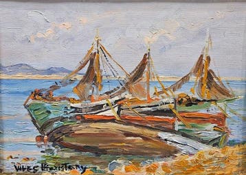 Joan Vives Maristany (XX) - Barcas en la Costa