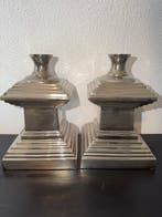 Kandelaar (2) - Verzilverd messing - Zware, massieve, Antiek en Kunst