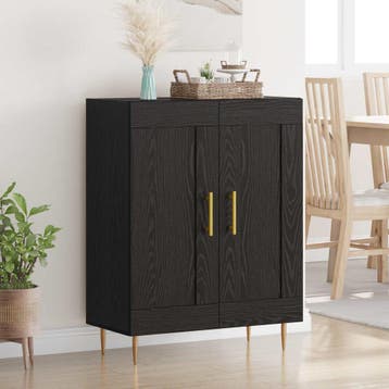 vidaXL Dressoir Zwart Eiken 69,5 x 34 x 90 cm Gemonteerd, Huis en Inrichting, Verzenden, Nieuw, Overige houtsoorten, Minder dan 50 cm