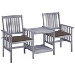 vidaXL Tuinstoelen met tafeltje en kussens massief, Tuin en Terras, Verzenden, Nieuw, Hardhout, Tuinset
