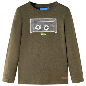 vidaXL Kindershirt met lange mouwen 104 gemêleerd kakikleur, Verzenden, Nieuw