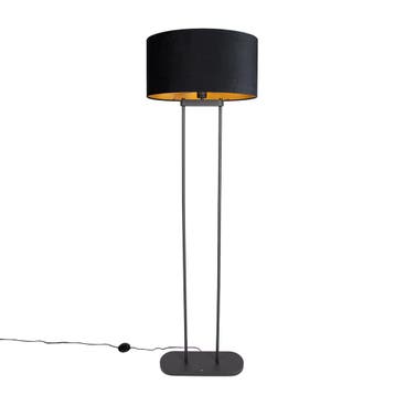 Vloerlamp zwart met zwarte ovale kap 50cm - Thijmen, Huis en Inrichting, Verzenden, Nieuw, Modern