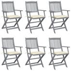 vidaXL Tuinstoelen 6 st inklapbaar met kussens massief, Verzenden, Nieuw, Hout