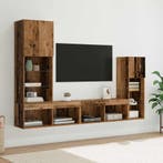 vidaXL TV Wandmeubels met LED-striplichten 4 pcs Oudhout, Huis en Inrichting, Kasten | Televisiemeubels, Verzenden, Nieuw, Overige houtsoorten