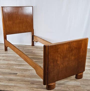 Bed - Bed in Art Deco-stijl uit notenhout - Walnoot