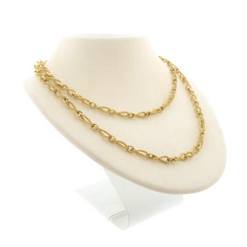 Lange gouden fantasie/infinity schakelketting, Sieraden, Tassen en Uiterlijk, Ophalen of Verzenden, Gebruikt, Goud, Goud
