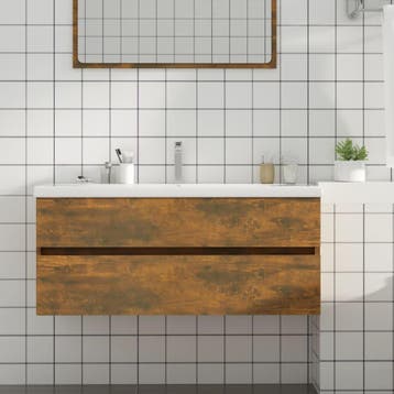 vidaXL Wastafelkast 100x38,5x45 cm bewerkt hout gerookt, Verzenden, Nieuw, Wastafelkast, Minder dan 100 cm