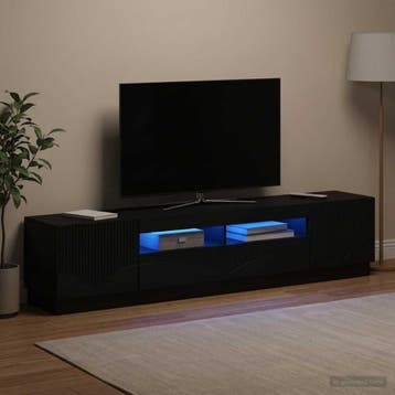 vidaXL LED tv-meubel HOORN 3 st Zwart Bewerkt hout, Minder dan 50 cm, Verzenden, Nieuw, Minder dan 100 cm