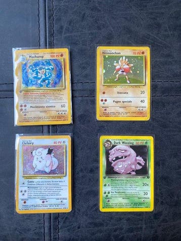 Pokémon - 4 Card - Machamp, Hitmonchan, Clefairy, Dark, Hobby en Vrije tijd, Verzamelkaartspellen | Pokémon, Nieuw