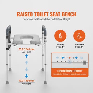 Verhoogd Toilet Zitting met 7-Positie Hoogteverstelling, Com, Verzenden, Nieuw