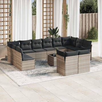vidaXL 13-delige Loungeset met kussens poly rattan, Verzenden, Nieuw, Loungeset