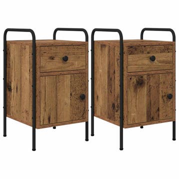 vidaXL Nachtkastje 2 st Oud hout 35 x 36,5 x 61 cm Bewerkt, Minder dan 45 cm, Verzenden, Nieuw, 55 tot 70 cm