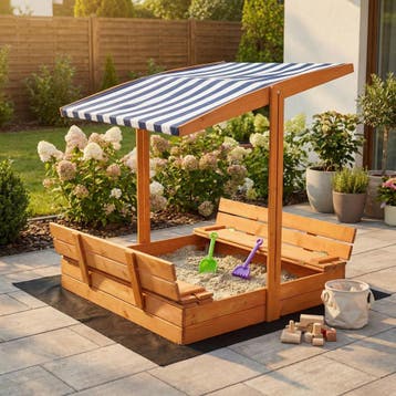 Houten Zandbak 120x120 | Inclusief Speelgoed | OP=OP, Ophalen of Verzenden, Nieuw, Speelzand