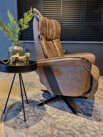 Easyswing 7927 relaxfauteuil microleder Bull Liver - Manueel, Huis en Inrichting, Fauteuils, Nieuw, 75 tot 100 cm, Ophalen of Verzenden