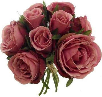 Zijden Rozen Vintage Pink Gemengd Grote bloem Boeket 9 stuks, Huis en Inrichting, Ophalen of Verzenden, Nieuw