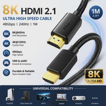 HDMI 2.1 Kabel 1M - 8K 60Hz, 4K 240Hz, 48Gbps, HDR, eARC - G, Verzenden, Nieuw