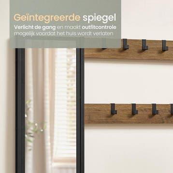 2dekans | ODADDY® Garderoberek Met Spiegel - Kapstok -, Huis en Inrichting, Ophalen of Verzenden, Zo goed als nieuw