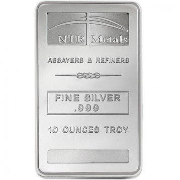 10 troy ounce - Zilver .999 - 10 oz NTR .999 Fine Silver Bar