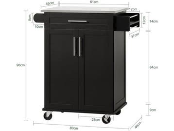 SoBuy FKW110-SCH - Keukenwagen - Zwarte opbergkast op wielen, Verzenden, Nieuw